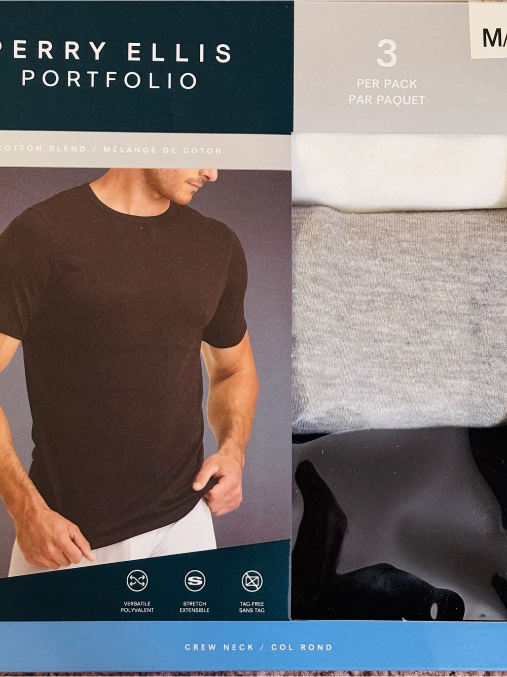 💗New Perry Ellis Men’s Crew Neck Undershirts /T’s (3-Pack)Size Medium 💗